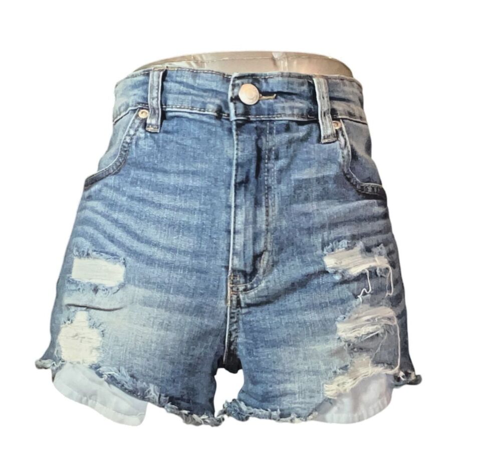 Bluenotes Denim Shorts Women 0 Mid Rise Distressed Stretch (W27 L2)